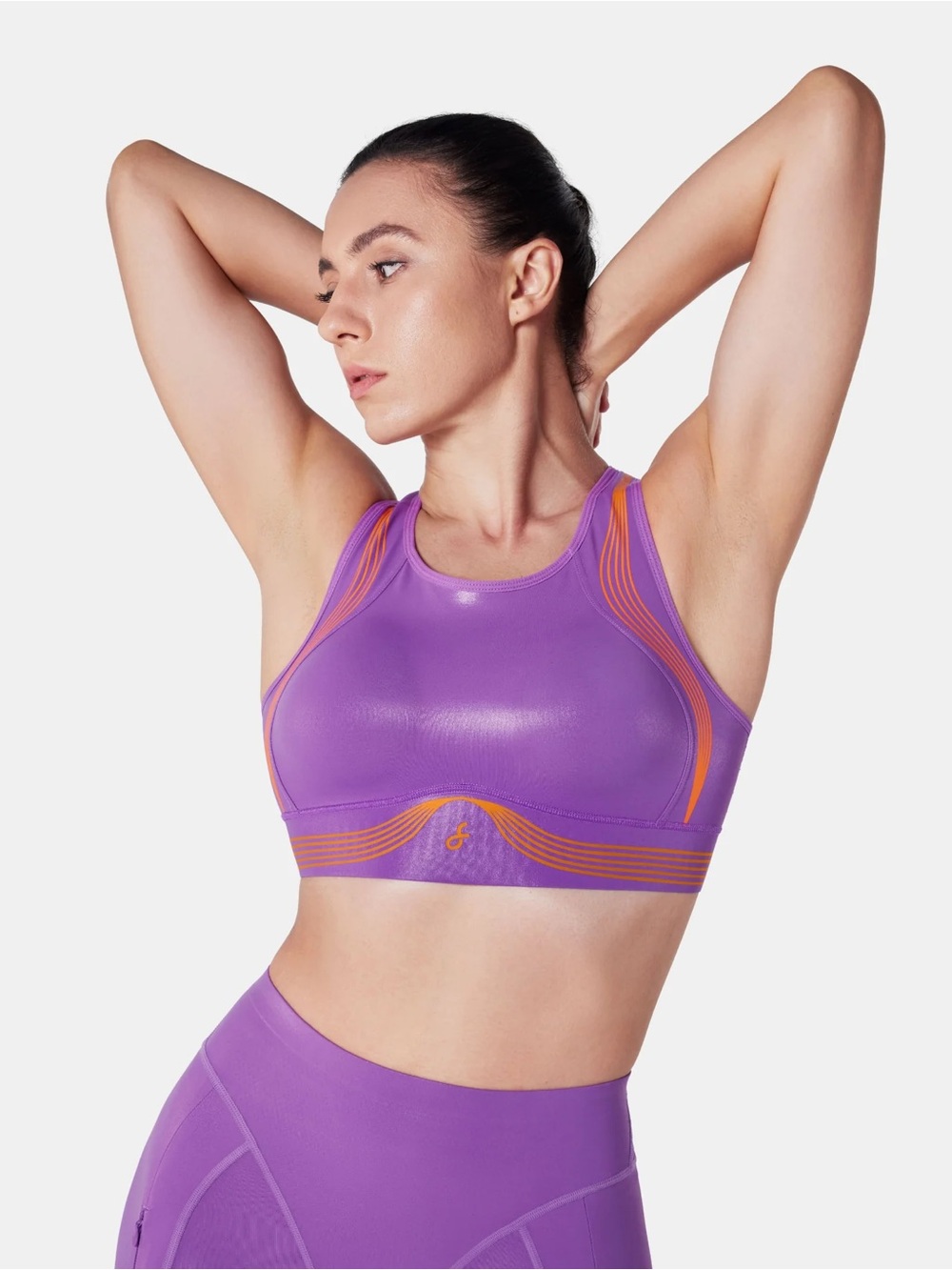 Fanka body Sculpting Purple Sports Bra with Orange Accents - Women's Support